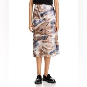 Vici Essue Tie Dye Satin Midi Skirt